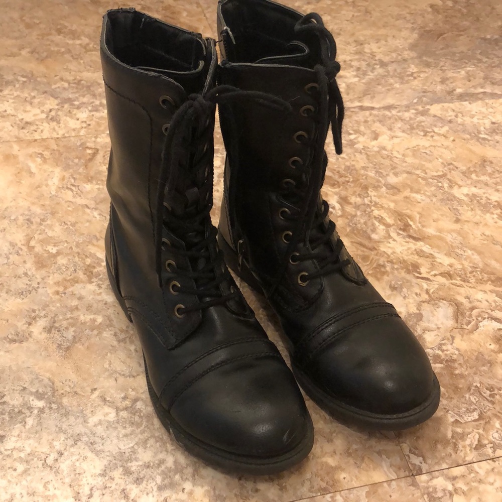 Women’s black lace up combat boots